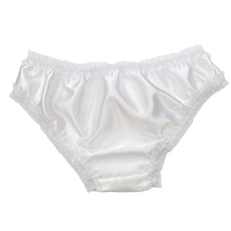 White Satin Silky Lace Sissy Panties Bikini Briefs Knickers Underwear