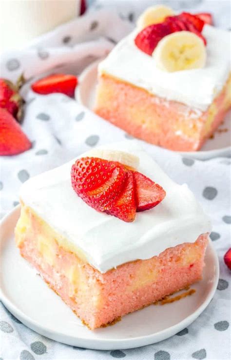 Strawberry Banana Poke Cake A Fun Flavorful Summertime Dessert