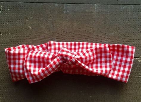 Red Gingham Knotted Headband Etsy Red Gingham Knot Headband Gingham