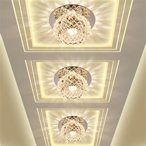 Modern Crystal Glass Led Ceiling Spot Light Corridor Hallway Aisle