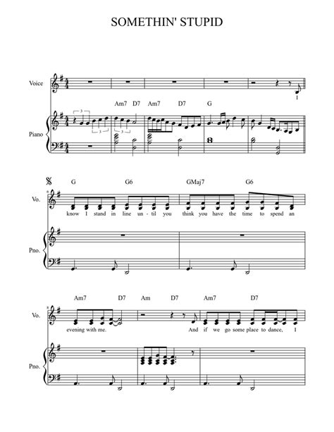 Somethin Stupid Sheet Music For Piano Voice Other Piano Voice