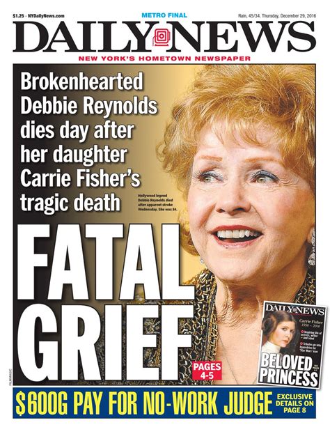 A Look At Tomorrows Front Fatal Grief Brokenhearted Debbie Reynolds