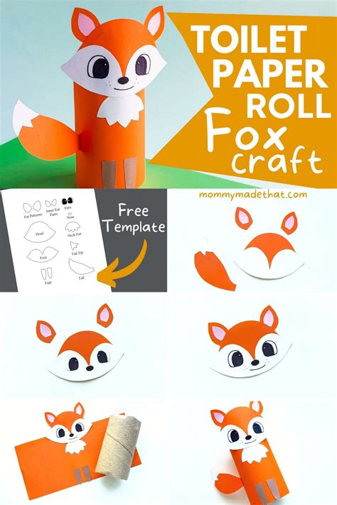 Toilet Paper Roll Fox Craft Free Printable Template Paper Animal