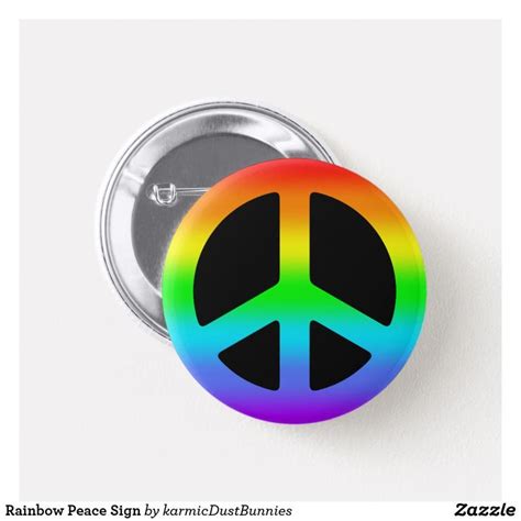 Rainbow Peace Sign Button Zazzle Rainbow Peace Peace Sign Custom