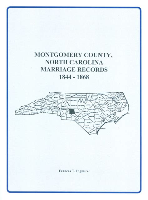 Montgomery County Nc Marriage Records 1844 1868 Southern Genealogy