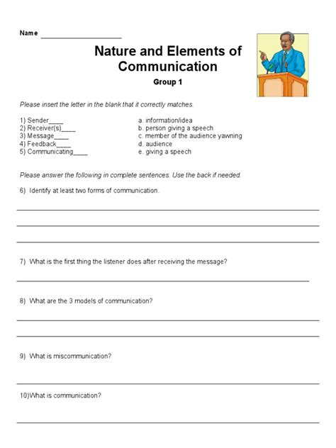 Printable Communication Worksheets