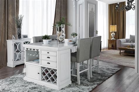The table measures 36 w x 36 d x 30 h, and is used with dining chairs. Sutton Antique White Solid Wood Counter Height Dining ...