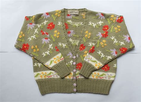 Wild Flower Cardigan Flower Cardigan Hand Knitted Sweaters Cardigan