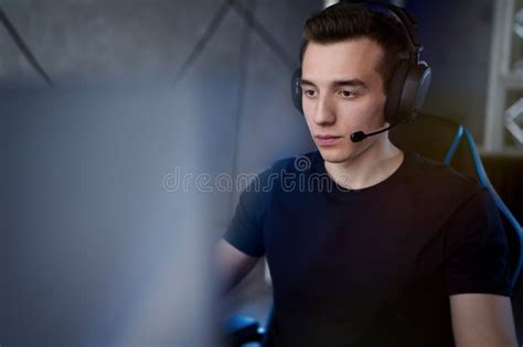 Professional Gamer Playing Online Video Game Stock Image Image Of