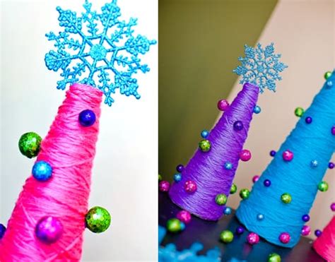 Yarn Christmas Trees Diy Craft