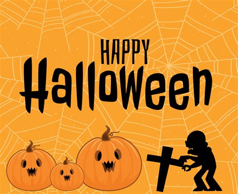 Happy Halloween 31 October Background With Pumpkin Ghost Rip Vector