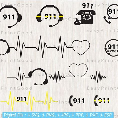 Dispatcher Svg 911 Svg Heartbeat Svg Headset Svg Cut File Etsy Canada