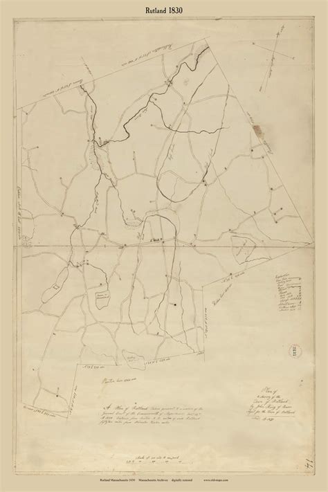 Rutland Digitally Restored Massachusetts 1830 Old Town Map Reprint