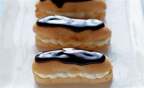You can fry it to make donuts or bake it to make cream puffs! Chocolate Eclairs by Mary Berry *Substitute cream filling - Lactofree cream | Chocolate eclair ...