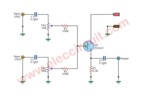 4 Simple Audio Mixer Circuits Diagram Using Fet And Ics