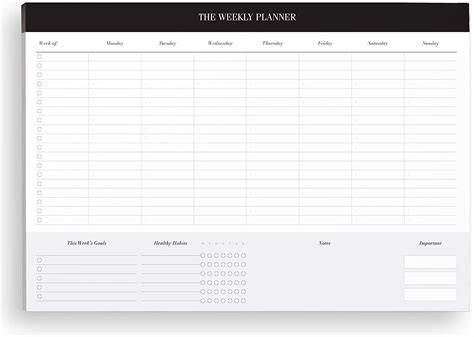 Weekly Planner Pad A4 Weekly To Do List Notepad With Tear Off Sheets