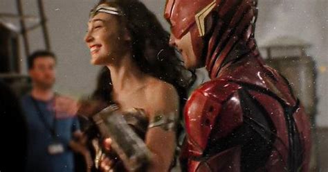 Gal Gadot Wonder Woman And Ezra Miller The Flash Filming Zack Snyders Justice League