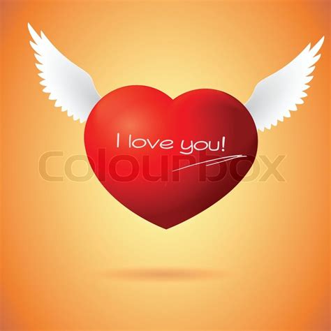 Soaring Red Heart With Wings Stock Vector Colourbox