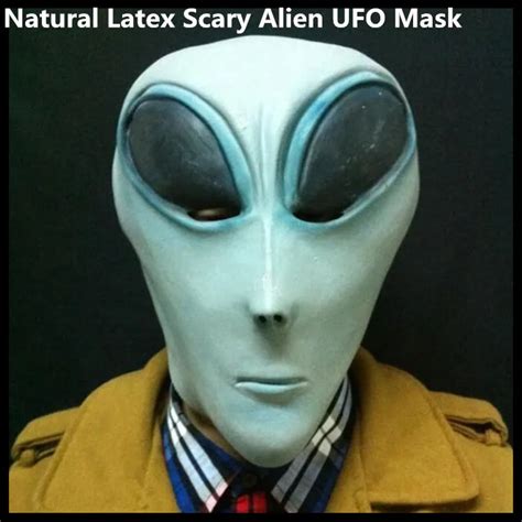 Free Shipping Halloween New Realistic Blue Ufo Alien Head Mask Latex