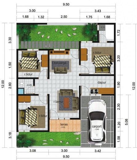 Denah rumah berbagai type, 1 lantai dan 2 lantai. Denah Rumah Minimalis 1 Lantai Ukuran 6x12