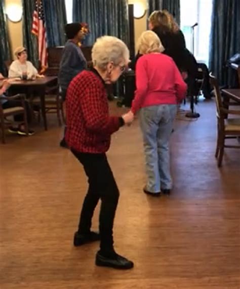 granny boogies to “electric slide” on dance floor dusty old thing dance dance moves