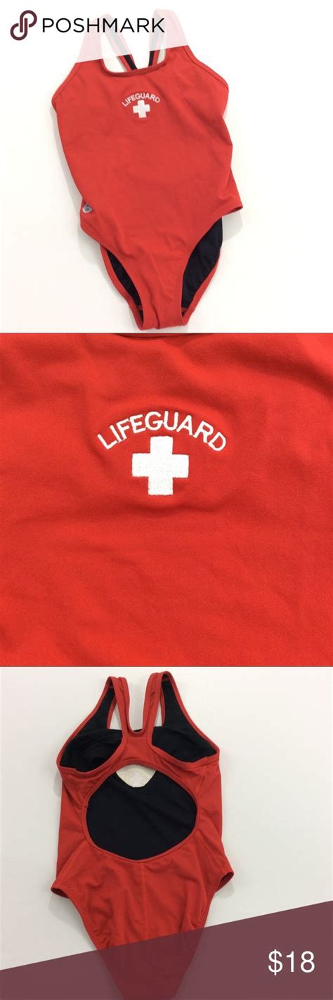 Red Lifeguard One Piece Swimsuit Made In Usa 32 One