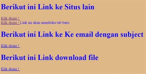 Membuat Link Ke Situs Lain Link Download Link Email