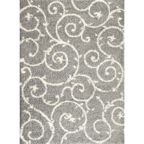 World Rug Gallery Soft Cozy Contemporary Scroll Light Graywhite 7 Ft