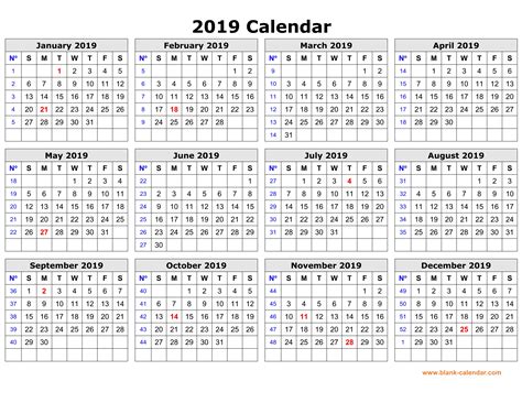 Free Printable Calendar 2019 Yearly Printable Calendar Template Gambaran