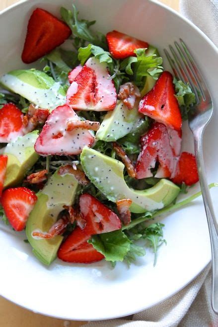 Strawberry Avocado Kale Salad W Bacon Poppyseed Dressing Free