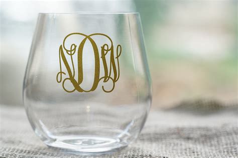 Monogram Acrylic Wine Glasses Stemless Non Breakable The Personal