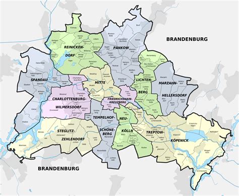 Large Berlin Districts Map Berlin Germany Europe Mapsland