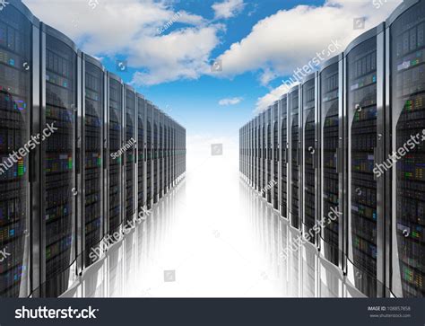 Cloud Computing Computer Networking Concept Rows Stock Illustration