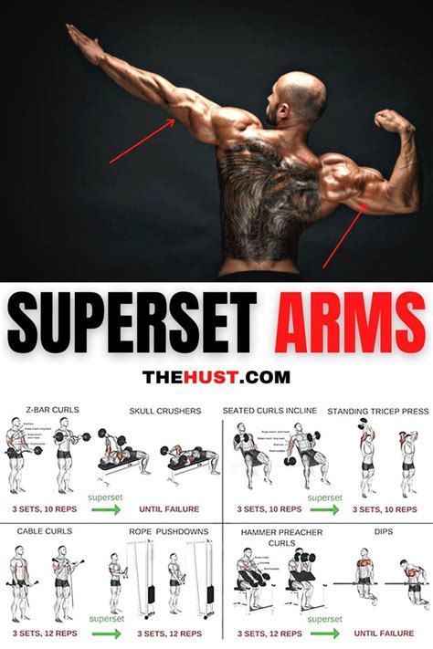 An Image Of A Man Doing Exercises With The Words Superset Arms And Chest