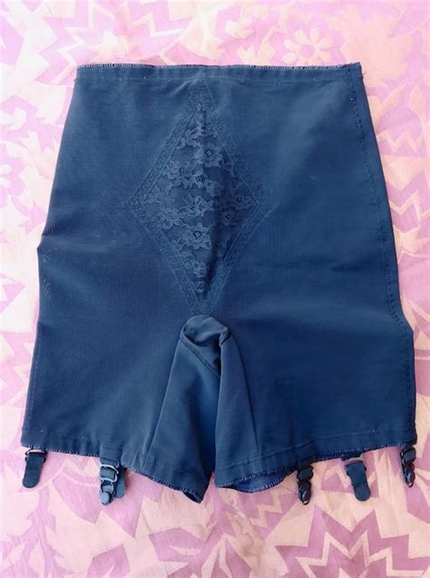 vintage 1960s black panty girdle w garters sz xsmall gem