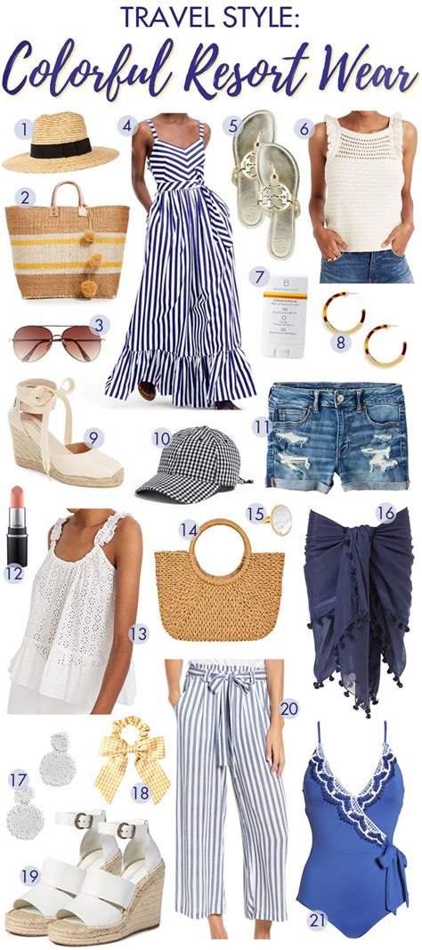 The Travel Style Colorful Resort Wear Guide Is Shown In Blue White And