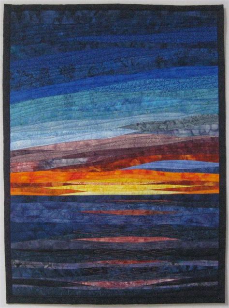 Art Landscape Quilt Sunset 36 Over Water Sunset Wall Quilt Abstract