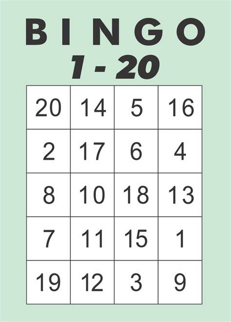 Printable Number 1 20 Bingo Cards Free Bingo Cards Bingo Word Bingo