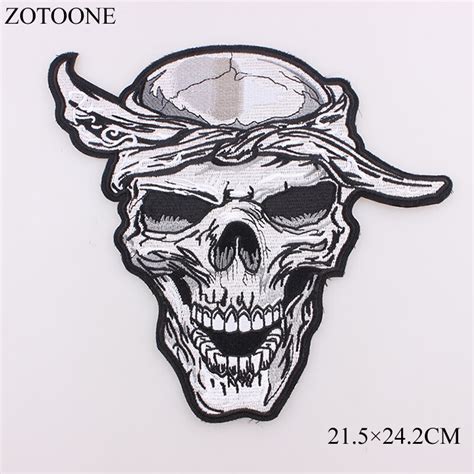 Zotoone New Skull Patch Embroidered Iron On Patch Biker Big Punk Morale