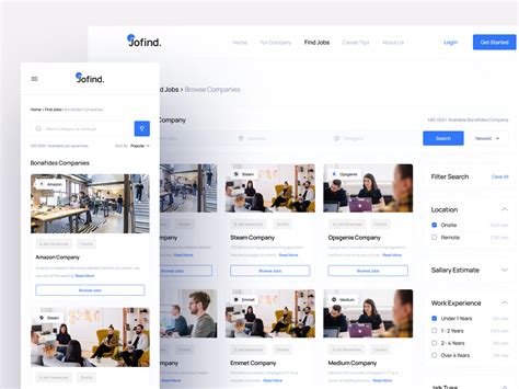 Find Job Finder Website Responsive Design Ui Kit Company