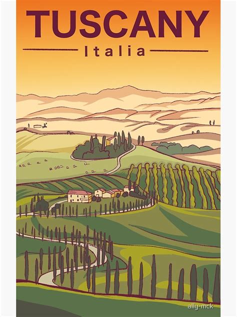 Vintage Tuscany Travel Poster Photographic Print For Sale By Ally Mck