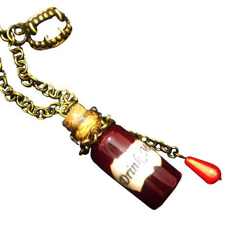 Vampire Blood In A Bottle Vial Necklace Drink Me Necklace