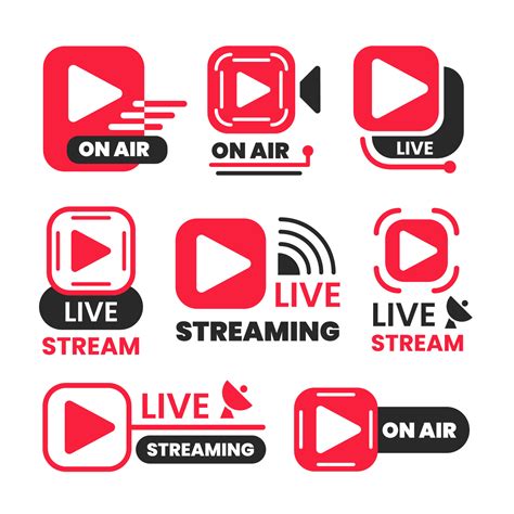 Live Stream Youtube Logo On Air Icon Badge Set 13527317 Vector Art At