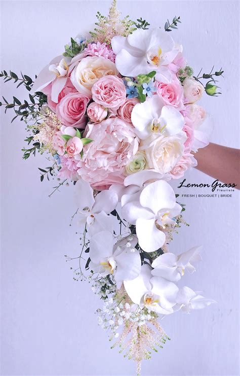 Burgundy, navy blue, emerald, dark purple, amber yellow, and most other gemstone colors are all gorgeous options for a fall wedding color palette. waterfall size surchrage applies | Bridal bouquet flowers ...
