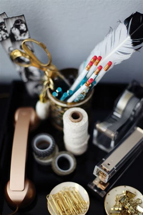See more ideas about gold office supplies, gold office, alt men. Lucite and gold office supplies | Gold office supplies, Boho glam home, Gold office accessories