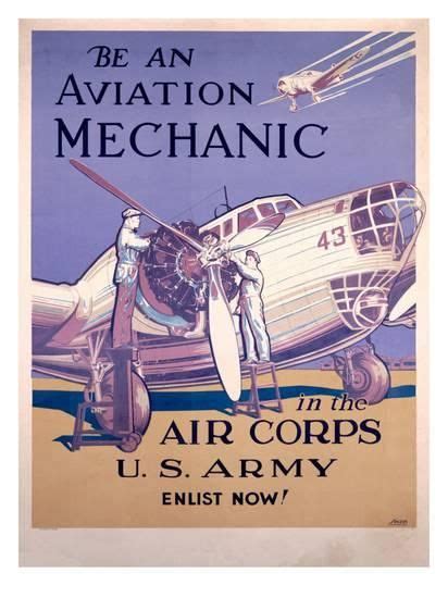 Wwii Aaf Army Air Corps Aviation Mechanic Poster Giclee Print