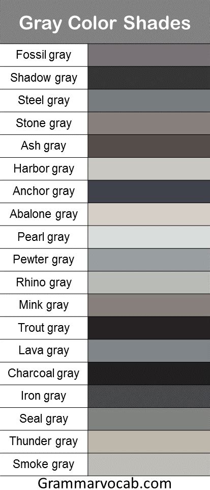 Shades Of Gray Color With Names Hex Rgb Cmyk Off