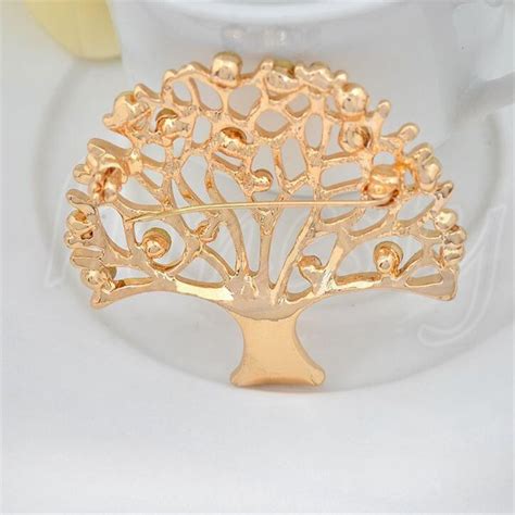 Fashion Jewelry Tree Of Life Brooch Pin Party Wear Crystal