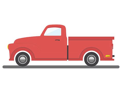 Royalty Free Vintage Red Pickup Truck Clip Art Vector Images