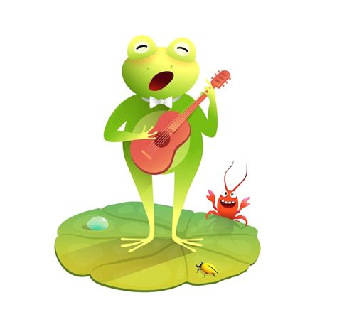 Premium Vector Cute Frog Or Toad Singing And Playing Guitar Fun